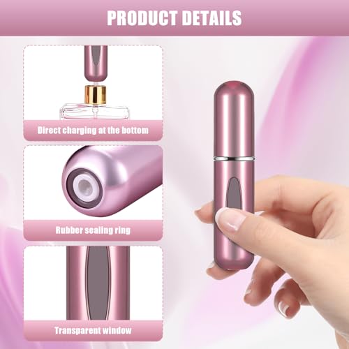 Image of Portable Mini Perfume Atomizer Bottle, 5ml /0.17oz Refillable Spray, Scent Pump Case, Travel Atomizer (Matte Pink)