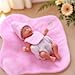 BABESIDE Mini Silicone Baby Dolls, 3 Inch Realistic Newborn Baby Dolls Full Silicone Sleeping Little Mini Real Life Baby Girl Miniature Baby with Playset Accessories(Pink)
