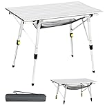 Portal Camping Tables That Fold up 90×53cm Picnic Table Folding Portable with Height Adjustable Legs Collapsible 3ft Aluminium Rollup Outdoor Lightweight Foldable for Beach Fishing Garden BBQ