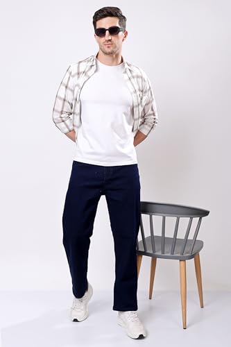 Image of EditLook Men's Denim Cotton Blend Oversized Loose Baggy Fit Mid Rise Jeans Pants for Men