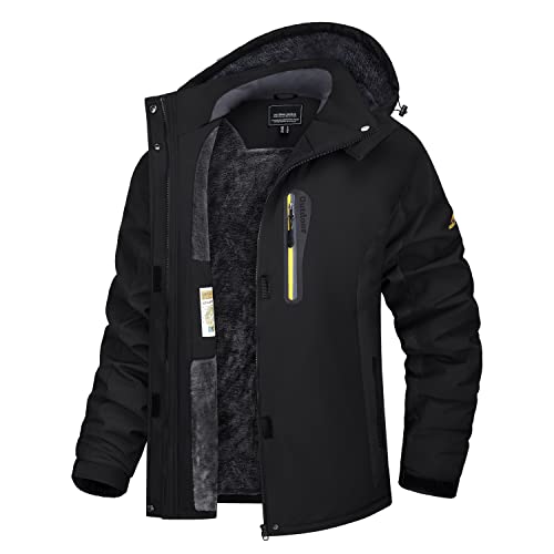 TACVASEN Damen Winterjacke Warm Skijacke mit Fleece Gefüttert Wasserdicht Atmungsaktiv Softshelljacke Outdoor Softshelljacke Schwarz S