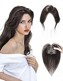 SanKristo 3D 360° Haar Toppers Pony Mittelscheitel Haarteil Klammer, natürlich hair extensions clip in bangs hairline oberkopf werdendes Haar Haarstücke Accessoires atmungsaktiv Frauen, Schwarz Braun