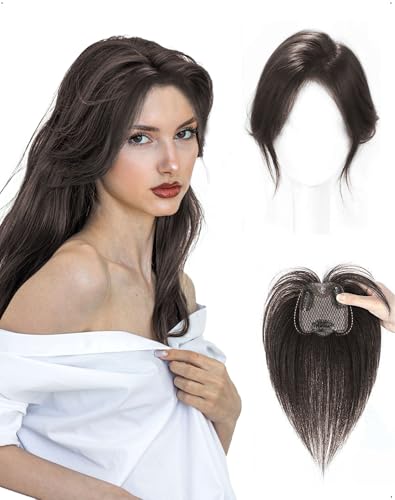SanKristo 3D 360° Hair Toppers Pony Riga in mezzo Posticcio con clip, extension naturali finte in frangia attaccapeli accessori traspiranti uso quotidiano delle donne diradare i capelli, Nero Marrone