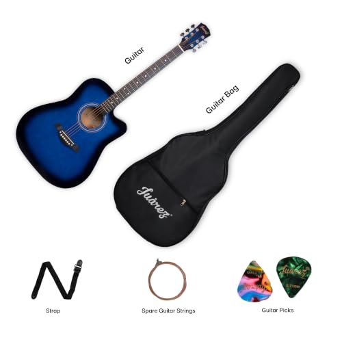 Image of JUAREZ JRZ41CLN-TBS-KIT 41 inch Cutaway Acoustic Guitar Kit Blue Burst | Linden Body | Catalpa Neck | ABS Fingerboard & Bridge | Gloss Finish | Bag, Strap, Strings & Picks | Beginner
