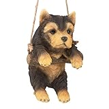 Design Toscano Yorkie Puppy on a Perch Hanging Dog Sculpture