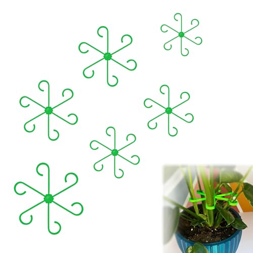 smrtcol 6pcs Climbing Houseplant Stem Supports,Plant stem Support Indoor Outdoor Use,Stem Hook Growth Accessories for Plant Garden, Promotes Upright Growth and Airflow(Green)