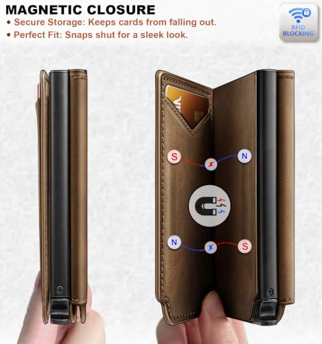 BULLIANT Men Slim Leather Wallet Metal Case Money Clip-Magnetic Closure - image 4