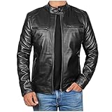 UHouse Blouson Moto Homme Veste Cuir Saharienne Portables Surchemise Legere Jacket de Travail Vestes Casaul Vêtements Vintage Automne Hiver Décontracté Noir S