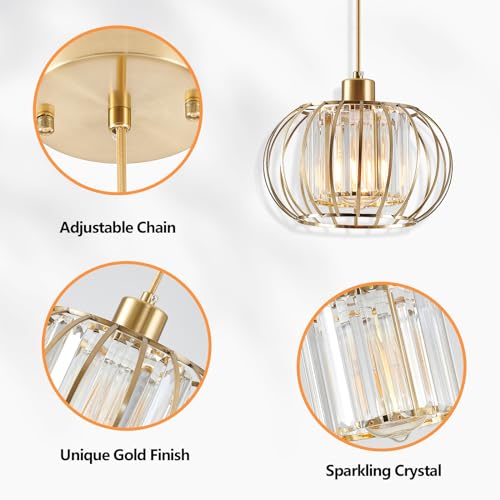 Xsdetu DETU-CMC-GOLD Pendant Light Fixture, Modern Crystal Pendant Lights Kitchen Island thumb #4