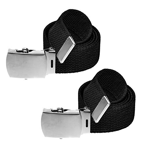 Jackster Ratchet Slide Web Belt,Military Style w/Silver Metal Buckle, Adjustable-MultiPak