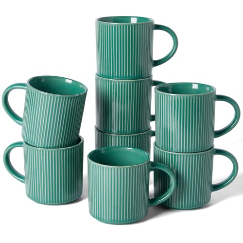 famiware Coffee Mug Set of 8, Star 12 oz Ceramic Mugs Cups Set with Handle