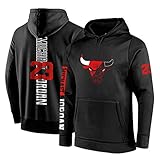 XGMJ Männer Basketball-Hoodie, Chicago Bulls # 23 Michael Jordan Basketball Hoodys lose Sweatshirt, Langärmlig Männer Herbst Jersey High Neck Hoodie Black-XL