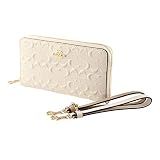 COACH Women's Boxed Long Zip Around Wallet With Signature Leather Logo Debossing in IM/Chalk