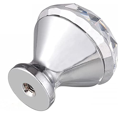 Image of Clear Glass Cabinet Knobs /Glass Dresser Knobs Pack 8x40mm, Finish Type - Polished (Diamond Shape)