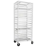 BIEAMA 20-Tier Sheet Pan Rack with Cover, NSF Bun Pan Rack, Aluminum Bakery Rack, Home Commercial Kitchen Bakery Cooling Rack Cart, 4 Wheels