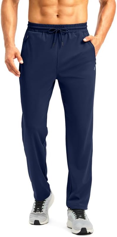 Pudolla Men's Athletic Pants with Zipper Pockets Stretch Workout Sweatpants Lightweight Running Joggers for Men - Image 3
