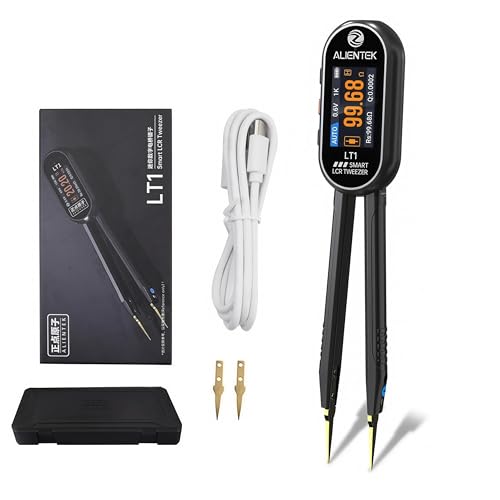 ALIENTEK LT1 ミニ LCR メーターピンセット、10KHz スマートSMDテスター、マルチメーター、ESRメーター、抵抗コンデンサ用テスター、インダクタンス電圧周波数ダイオード、400mAHバッテリー、自動コンポーネント認識
