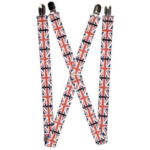 Tirantes con hebilla para hombre de diseño británico multicolor con bandas de 2.5cm