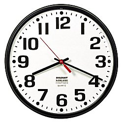 Quartz Wall Clock Slimline - Plastic Frame - 12-3/4" Diameter - Black Case/White Face, 6645-01-389-7944 #TOP8