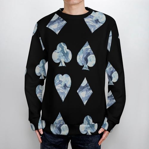Poker Playing Card Marble Pattern Men's Crew Neck Sweater Knit Pullover Women Casual Long Sleeve Crewneck Loose Fit Top4