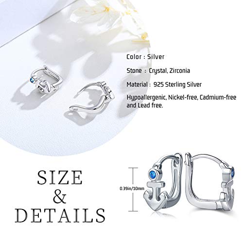 Anchor Earrings 925 Sterling Silver Anchor Stud Earrings Hypoallergenic Nautical Earrings For Women Girls Birthday Gift #TOP6