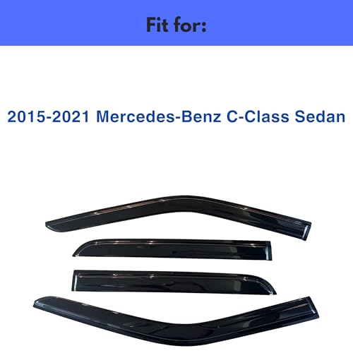 Image of IG Window Visors Fit for 2015-2021 Mercedes-Benz C-Class Sedan, Out-Channel Rain Guards Vent Wind Deflectors 4PC, Car Accessories for 2015-2021 Mercedes Benz C300 C400 C43 C63