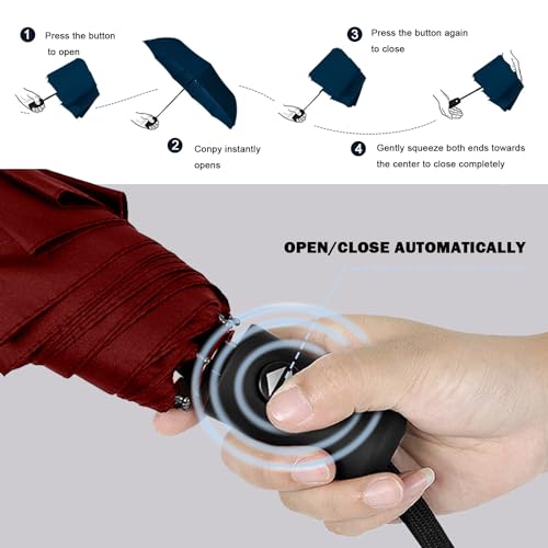 Image of SIEPASA Umbrella for Men - Automatic Large Size Foldable Umbrella with Travel Cover for Man and women - 3 fold Windproof umbrella