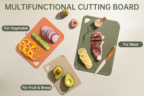 image for THETCHRY Plastic Cutting Board Set, Cutting Boards for Kitchen BPA Fre