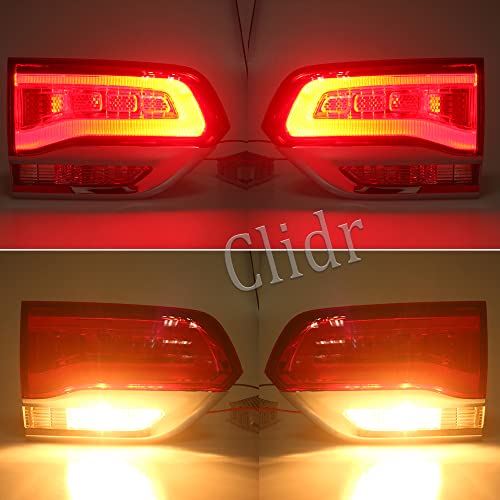 Clidr Lighting Oe Fitment Rear Brake Tail Light Assembly For 2014-2019 Jeep Grand Cherokee [ Ch2802105 68110047Ab ] Inner Warning Light With Bulbs Left Driver Side Lh #TOP4