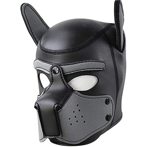 caiyuankai Hundemaske,Weiche Latex Petplay Hundemaske Puppy Maske Schwarz Hundemaske Leder Cover