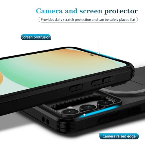 Image of ShieldTech MagStand Series Case for Samsung Galaxy S24 FE 5G, Mobile Phone Cover with Sliding Camera Shield, Kickstand, MagSafe, Shockproof for Samsung Galaxy S24 FE 5G - Black