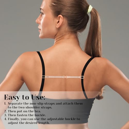 PEOVLVN 4 Pcs Bra Strap Holders for Slipping, Bra Clips to Make Racerback Adjustable Non-slip Bra Strap Clips for Racerback Hide Straps Bra Accessories (Skin Color A)