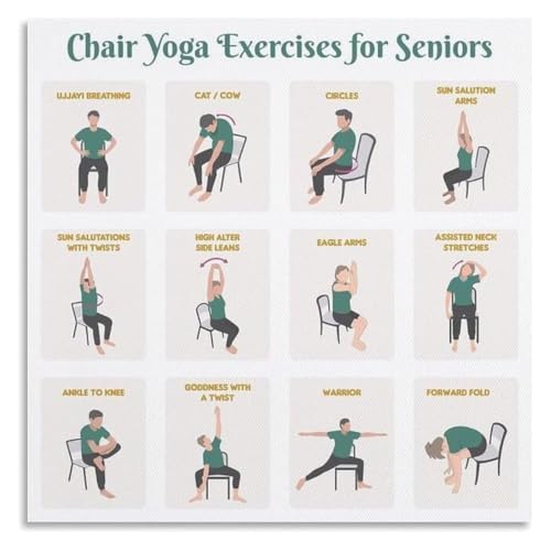 Affiche Yoga sur Chaise pour Senior poster fitness routine assise encadré 20x30cm