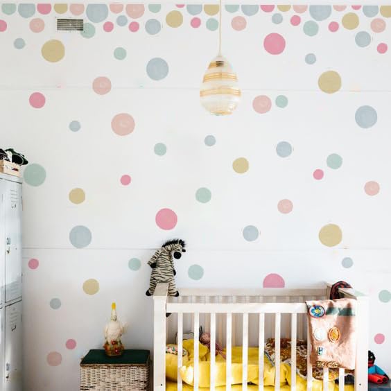 Colorful Polka Dot Wall Decals 72 PCS, Watercolor Dots Wall Sticker for Girls Bedroom Removable Wall Decals Nursery Kids Room Decor (12 Sheets)