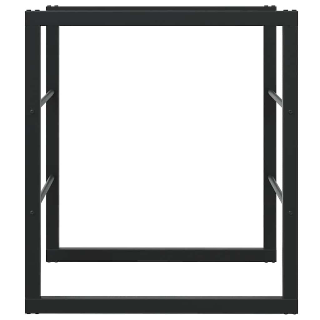Brokky 4018464 Rastrelliera per Legna da Ardere Nera 55x30x61 cm in Acciaio Legnaia da Esterno in Metallo, Ripiano per Legna da Ardere, Portalegna