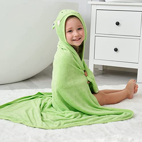 Image of HIPHOP PANDA Ultra Soft Hooded Baby Towel - 2-Layer Thick 500GSM Absorbent | Rayon Made from Bamboo, Hooded Bath Towel for Newborn, Infant, Toddler, Baby Registry - Frog, 37.5x37.5 In
