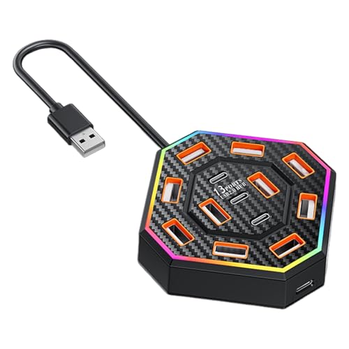 Estación de acoplamiento USB, adaptador USB de 13 puertos, accesorios RGB, trabajo eléctrico para profesionales, estudiantes universitarios, adultos, hombres y mujeres