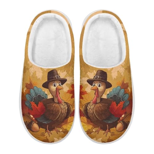 Thanksgiving Slippers for Women Men Soft Cozy Comfy Plush Lightweight Slip-on Indoor Outdoor Shoes Anti-Skid EVA Sole2