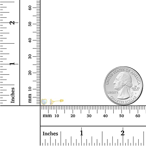 Solid 14K Gold Hypoallergenic 4mm Heart Shaped Birthstone Polished Bezel Screw Back Stud Earrings4