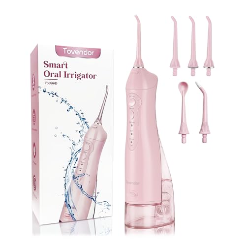 TOVENDOR Electric Water Dental Flosser Teeth Pick, Cordless Flossers Oral Irrigator IPX7 Waterproof...