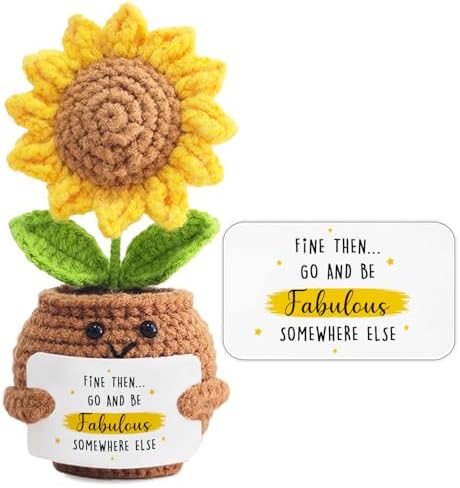 Handmade Positive Sunflower Doll Crochet with Card - Women Cowork...