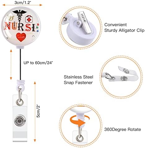 OOTSR 3 PCS Retractable Lanyard Clips for Nurse Student, Badge Reels Holder for ID Card Key, Retractable Nursing Badge Reel with Alligator Clip