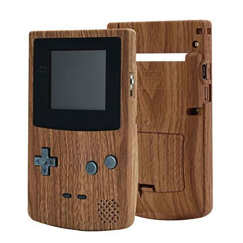 eXtremeRateWood Grain Patterned Soft Touch GBC Replacement Full Housing Shell Cover w/Buttons Screws Screwdriver Tools Set for Gameboy Color - Handheld Game Console NOT Included