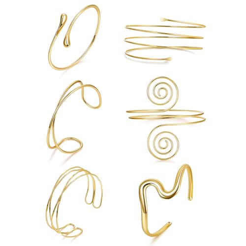 CharmBurst 6 pièces Bracelets de Bras supérieurs en Or Femme, Bracelet de Bras réglable en Or...