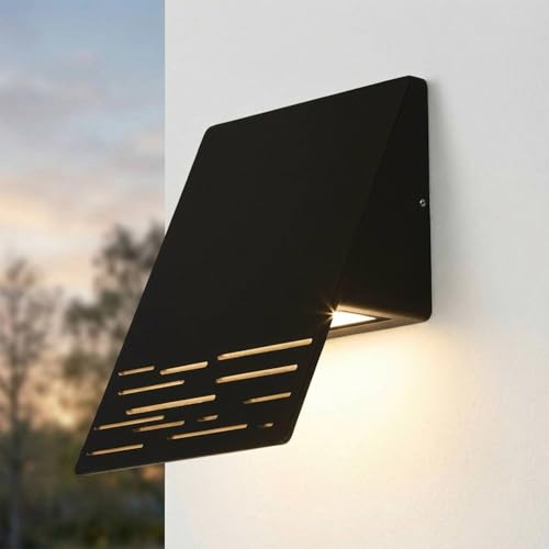 Lámpara de pared exterior negra para terrazas y porches con luz acogedora