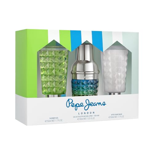 Pepe Jeans Cocktail Edition For Him Parfüm Herren Geschenkset aus 3 Teilen mit Eau de Toilette 30ml After Shave 50ml und Duschgel 50ml Set mit Herren Parfüm mit Zitrusfrücht, Holz und Gewürz Duftnote