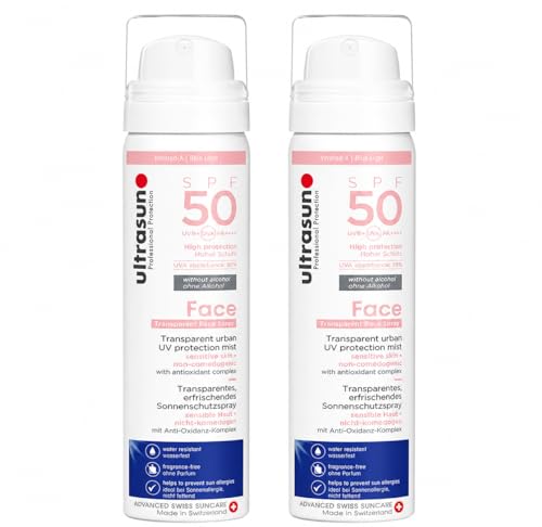 Image of 2 Pack Ultrasunn UV Face & Scalp Mist SPF50, Clear Face & Scalp Sunscreen, 75ml