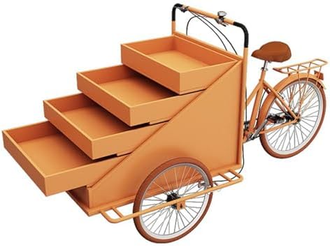 Portable Food Cart Tricycle, Three-Wheel Vending Cart with 4-Layer Display, Mobile Snack Stall with Outdoor Sunshade for Commercial Use, Market & Event Catering