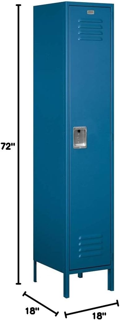 Salsbury Industries 18-51168BL-U 18" Single Tier Standard, 1 Wide x 6 Feet High x 18 Inches Deep, Unassembled Metal Locker, Blue