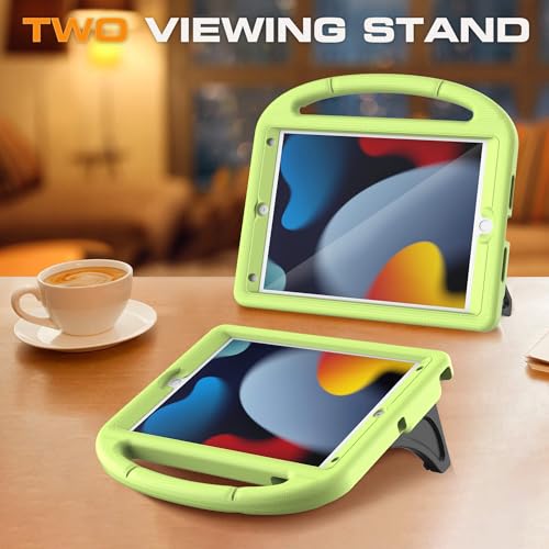 Image of Kids Case for iPad 9th /8th /7th Generation, iPad 10.2 Kids Case with Built-in Screen Protector, Durable Shockproof Handle Stand Protective Cover for iPad 10.2 Inch 2021 /2020 /2019, Lime Green